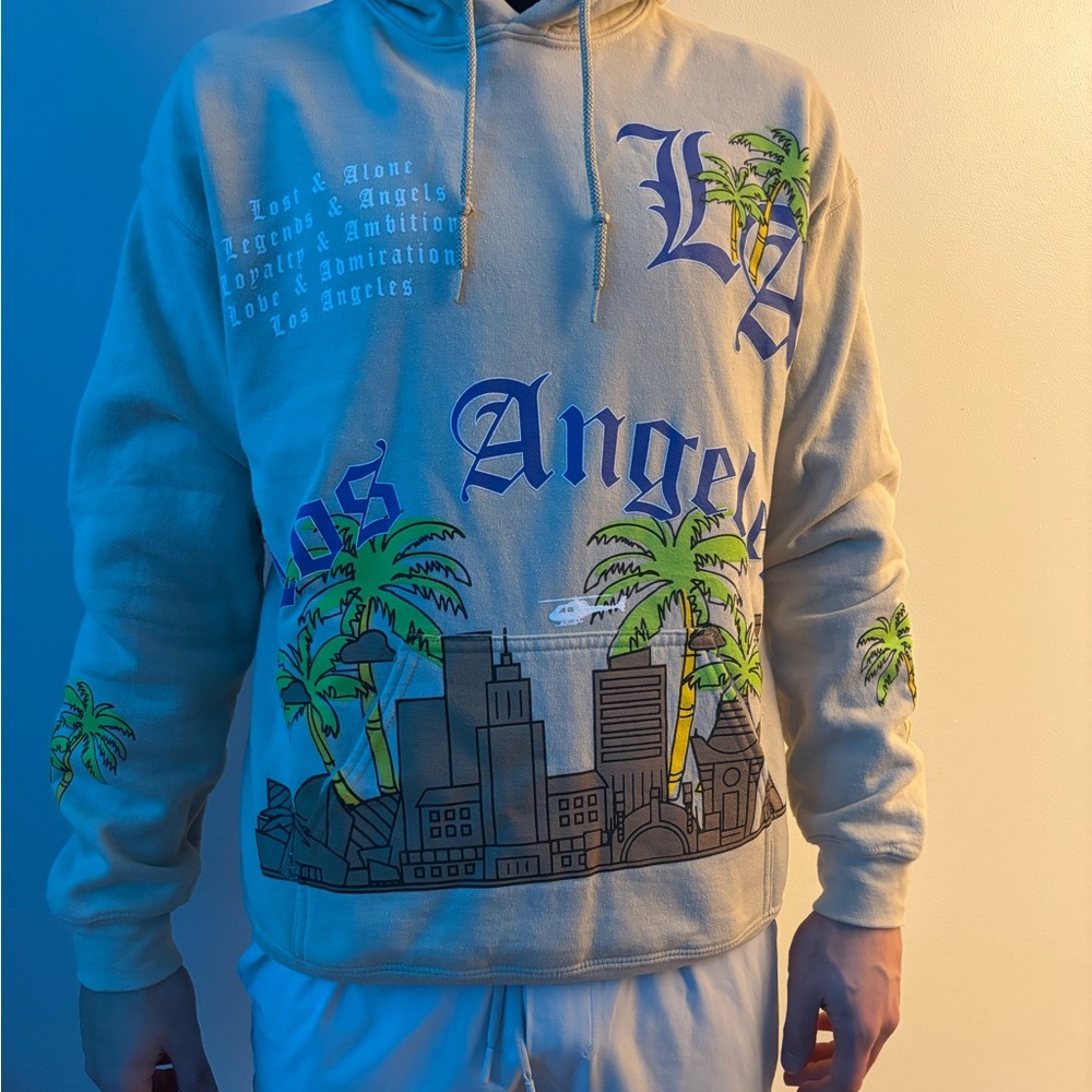 Mens Medium Fashion Nova Tan Los Angeles Palm Hoodie